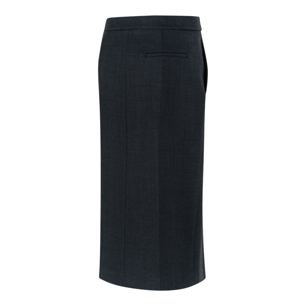 Douuod Dark Grey Front-Slit Midi Skirt.