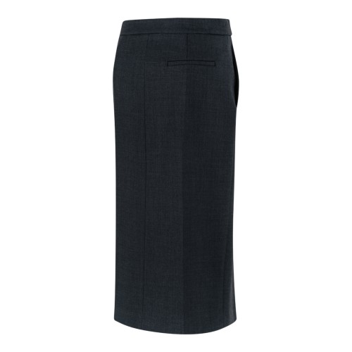Douuod Dark Grey Front-Slit Midi Skirt.