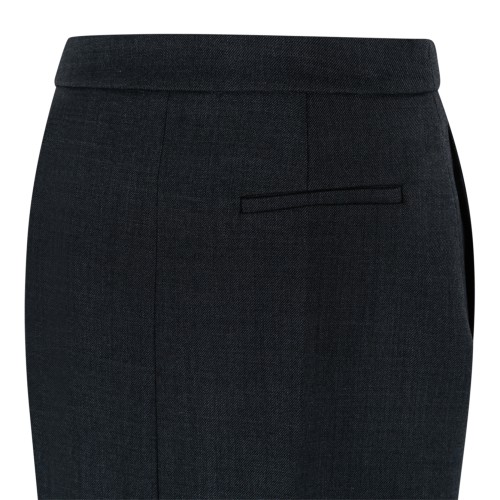 Douuod Dark Grey Front-Slit Midi Skirt.