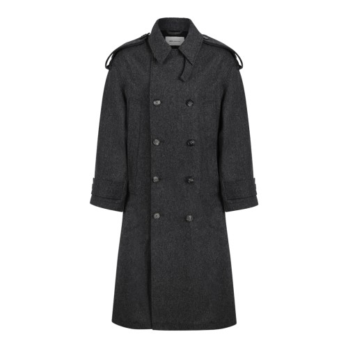 AMI Paris Dark Grey Double-Breasted Trench Coat.