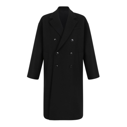Douuod Black Double-Breasted Coat.