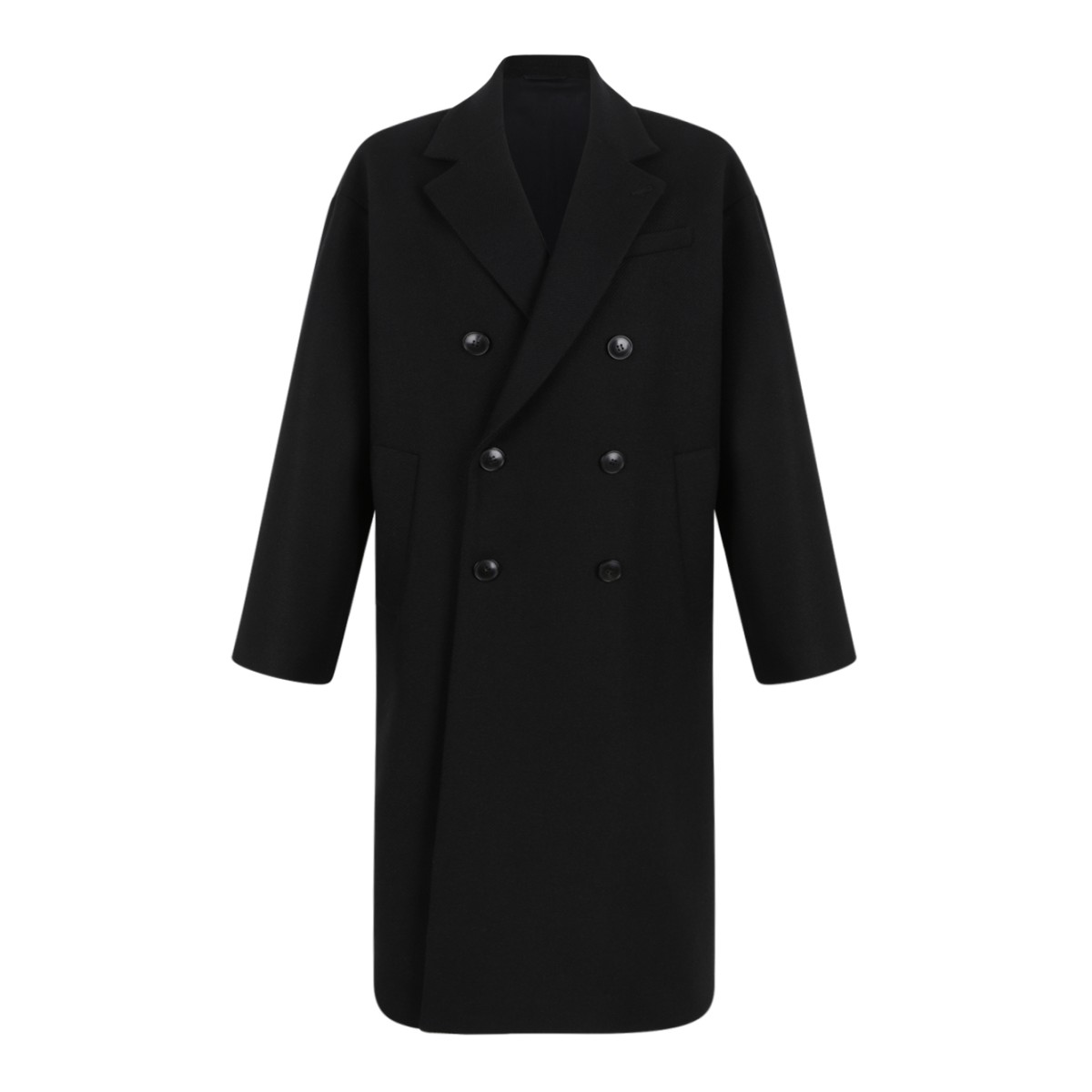 Douuod Black Double-Breasted Coat.