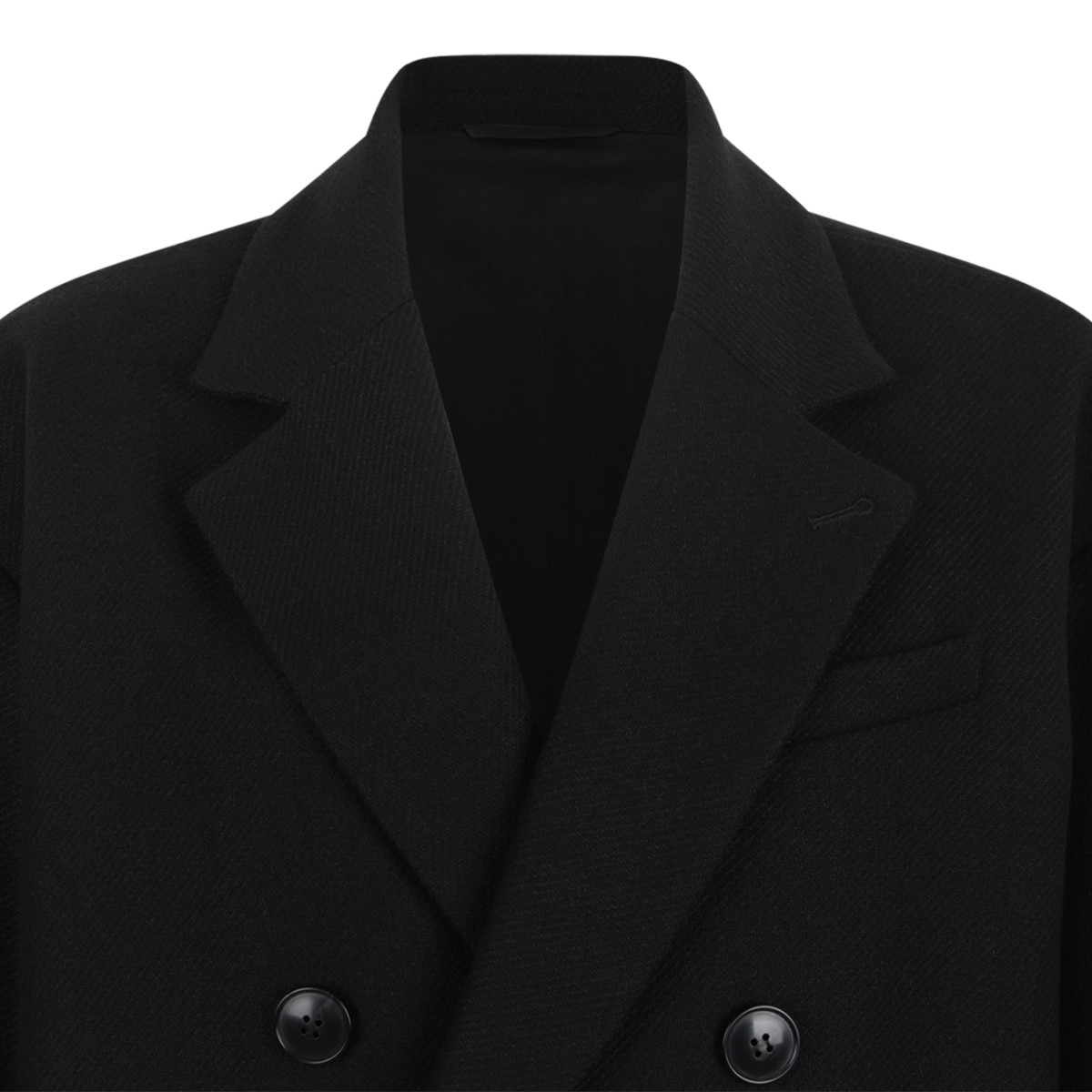 Douuod Black Double-Breasted Coat.