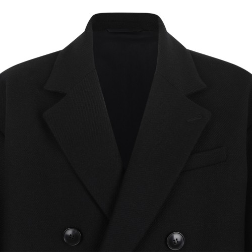 Douuod Black Double-Breasted Coat.