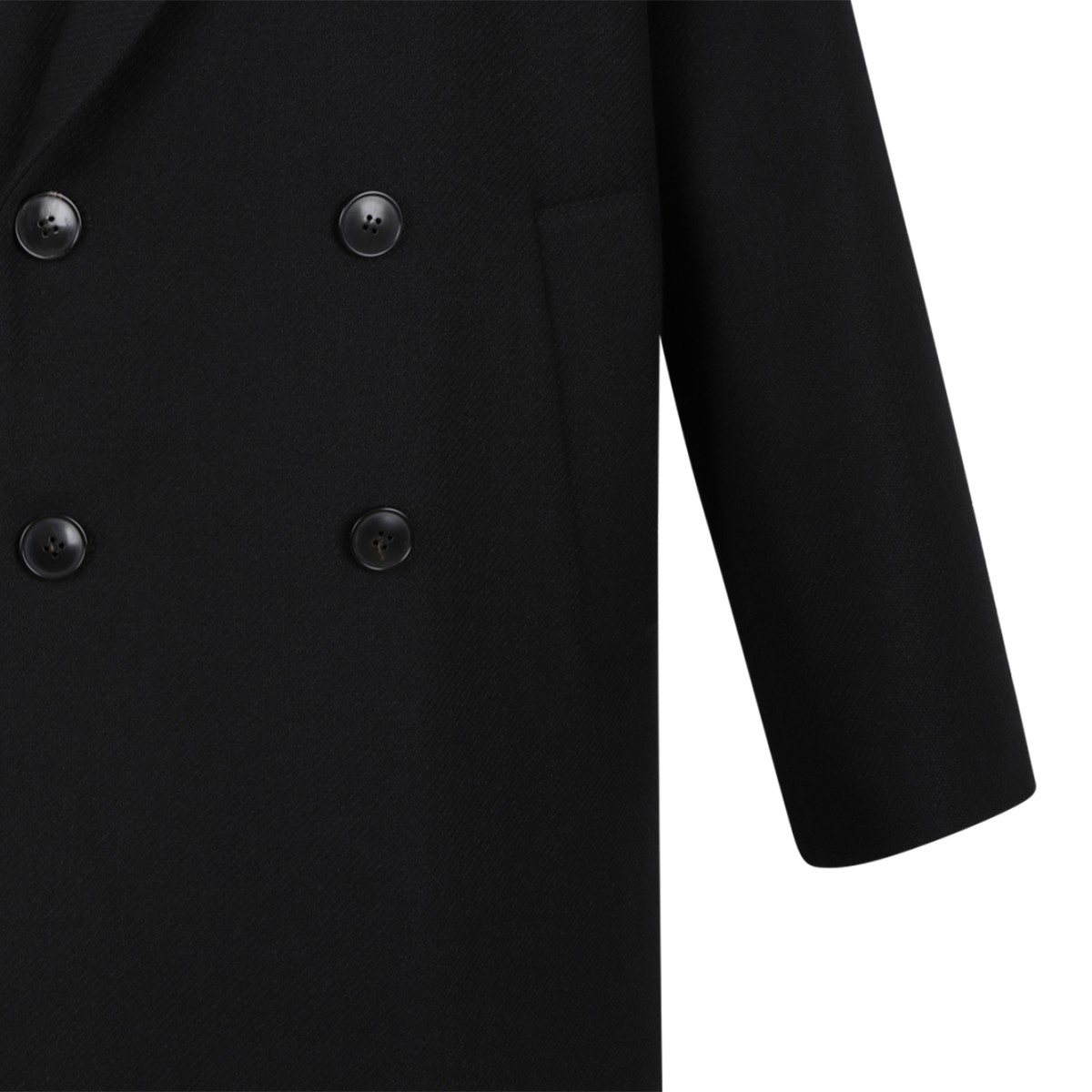 Douuod Black Double-Breasted Coat.