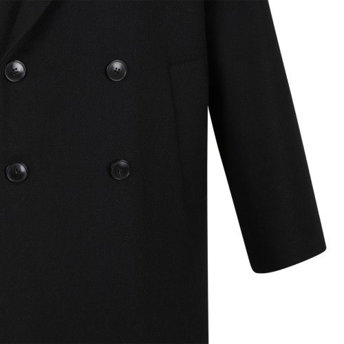 Douuod Black Double-Breasted Coat.
