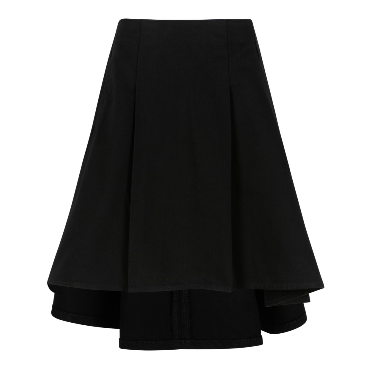 AMI Paris Black Asymmetric Midi Skirt.