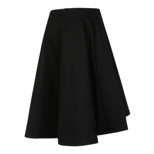 AMI Paris Black Asymmetric Midi Skirt.