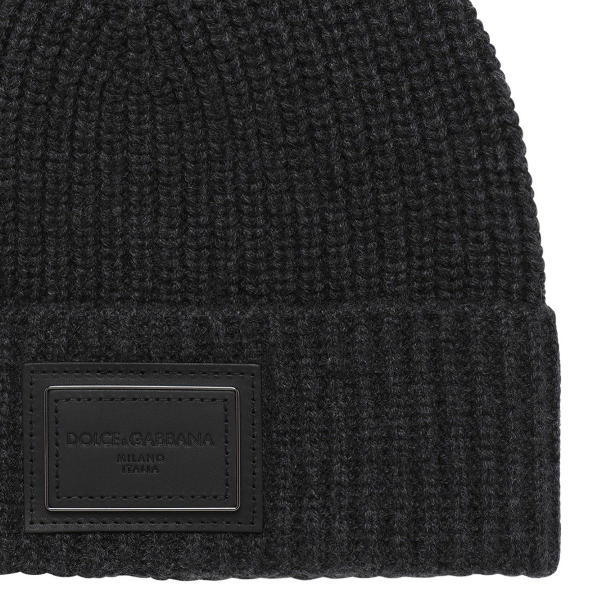 Dolce & Gabbana Black Ribbed Logo Beanie.