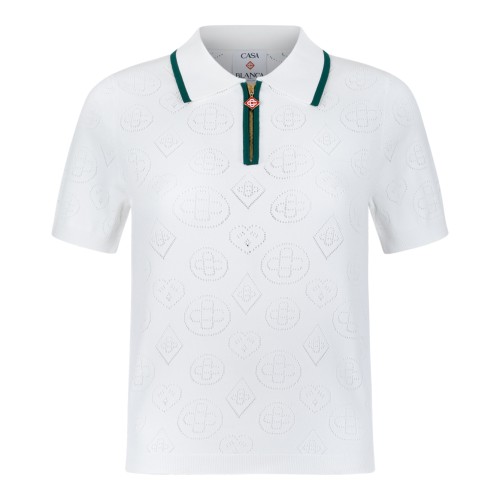 Casablanca White Monogram Polo Shirt.
