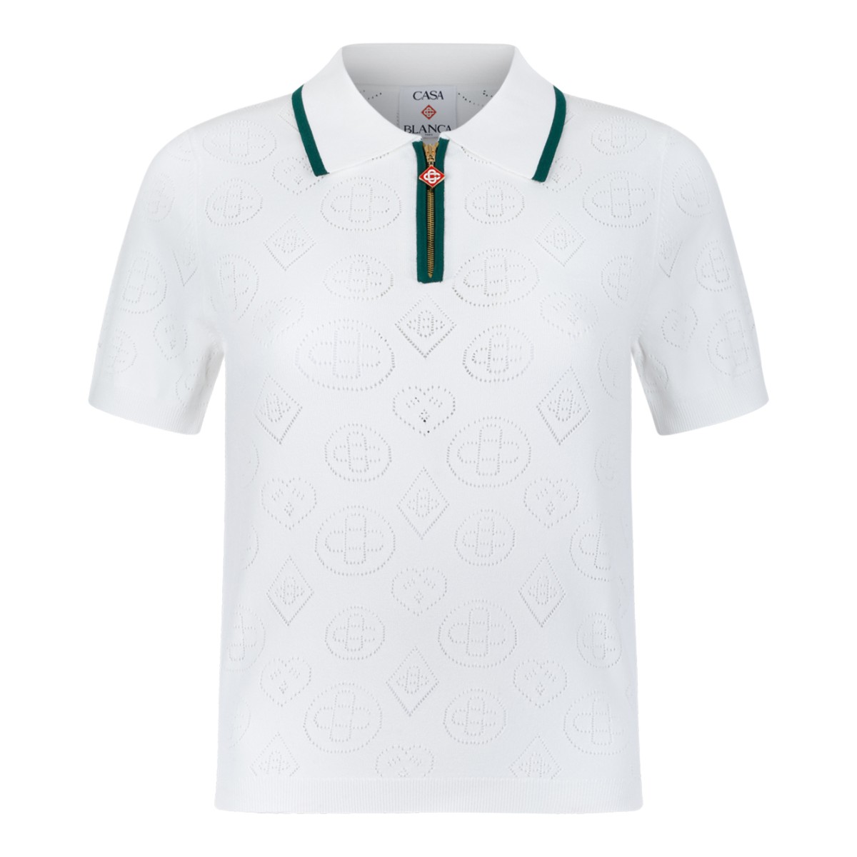 Casablanca White Monogram Polo Shirt.