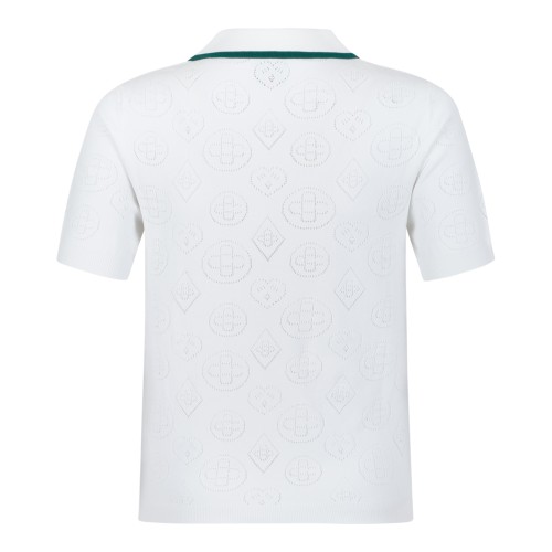 Casablanca White Monogram Polo Shirt.