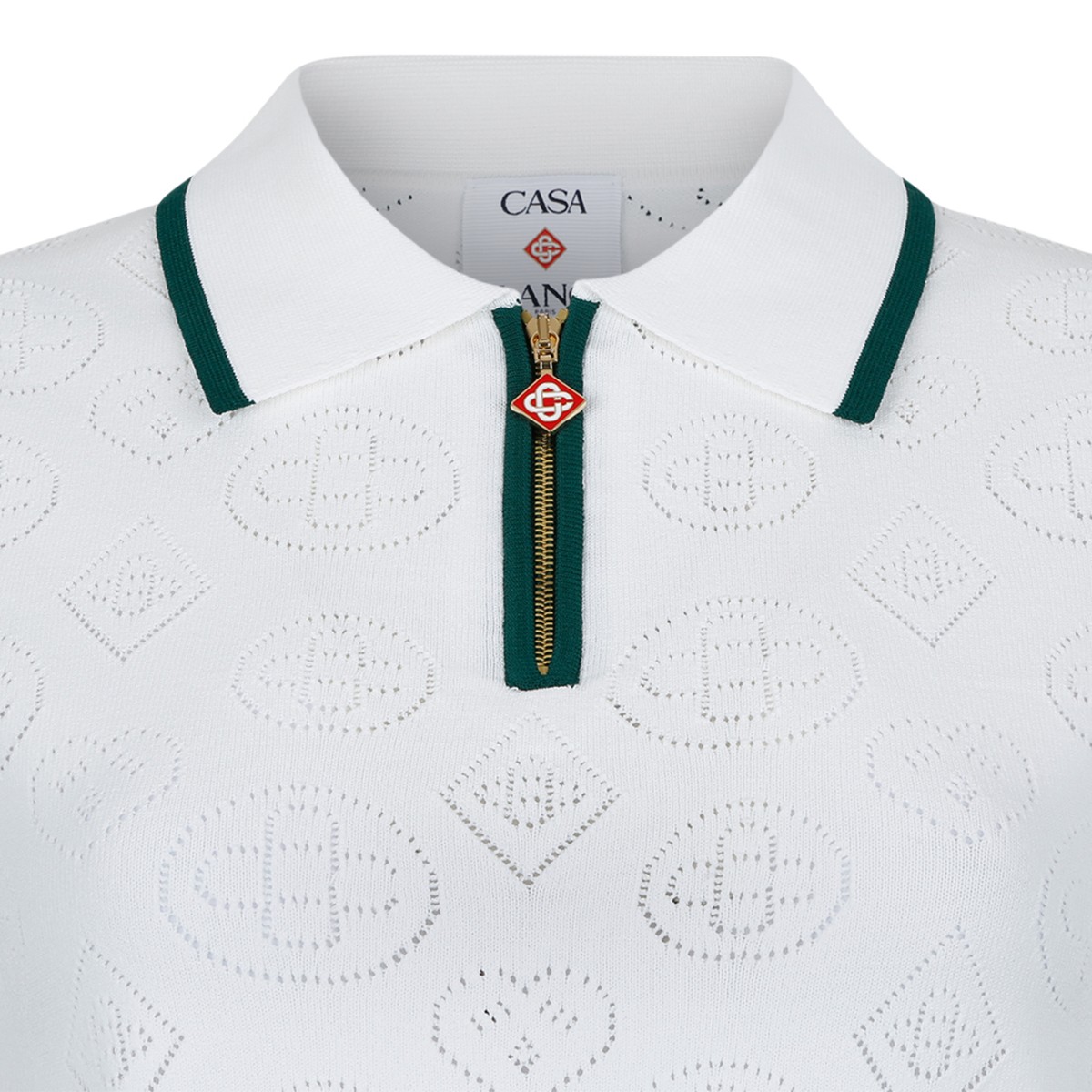 Casablanca White Monogram Polo Shirt.
