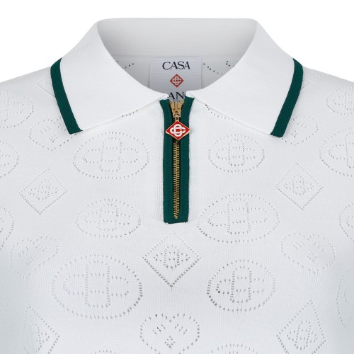 Casablanca White Monogram Polo Shirt.