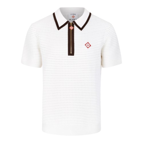 Casablanca White Knitted Polo Shirt.