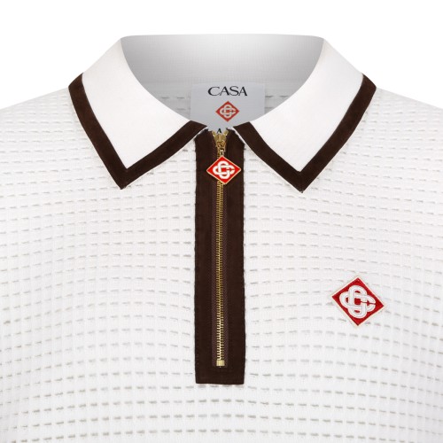 Casablanca White Knitted Polo Shirt.