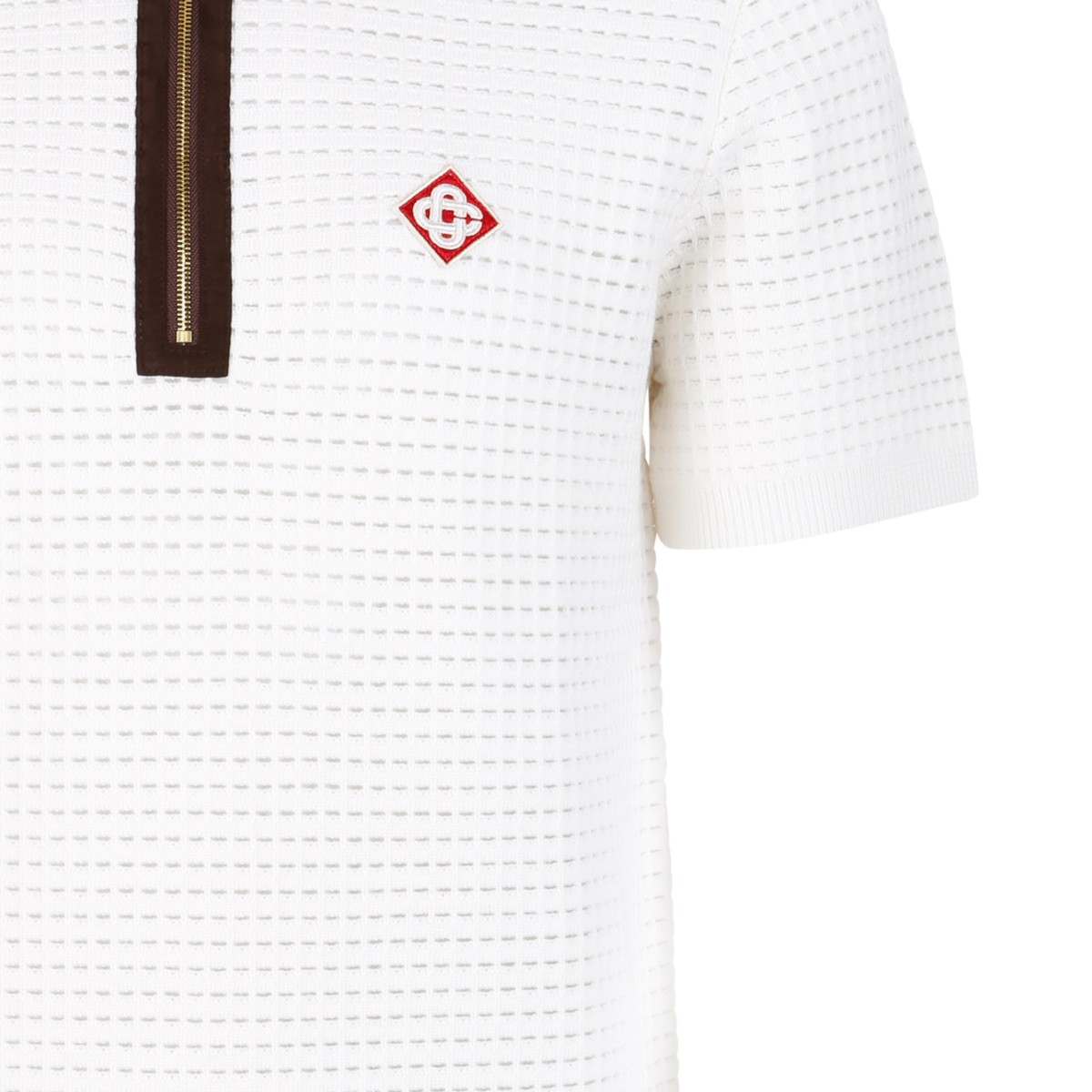 Casablanca White Knitted Polo Shirt.