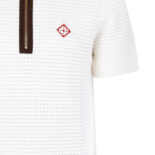 Casablanca White Knitted Polo Shirt.