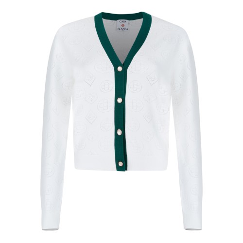 Casablanca White Monogram Cardigan.