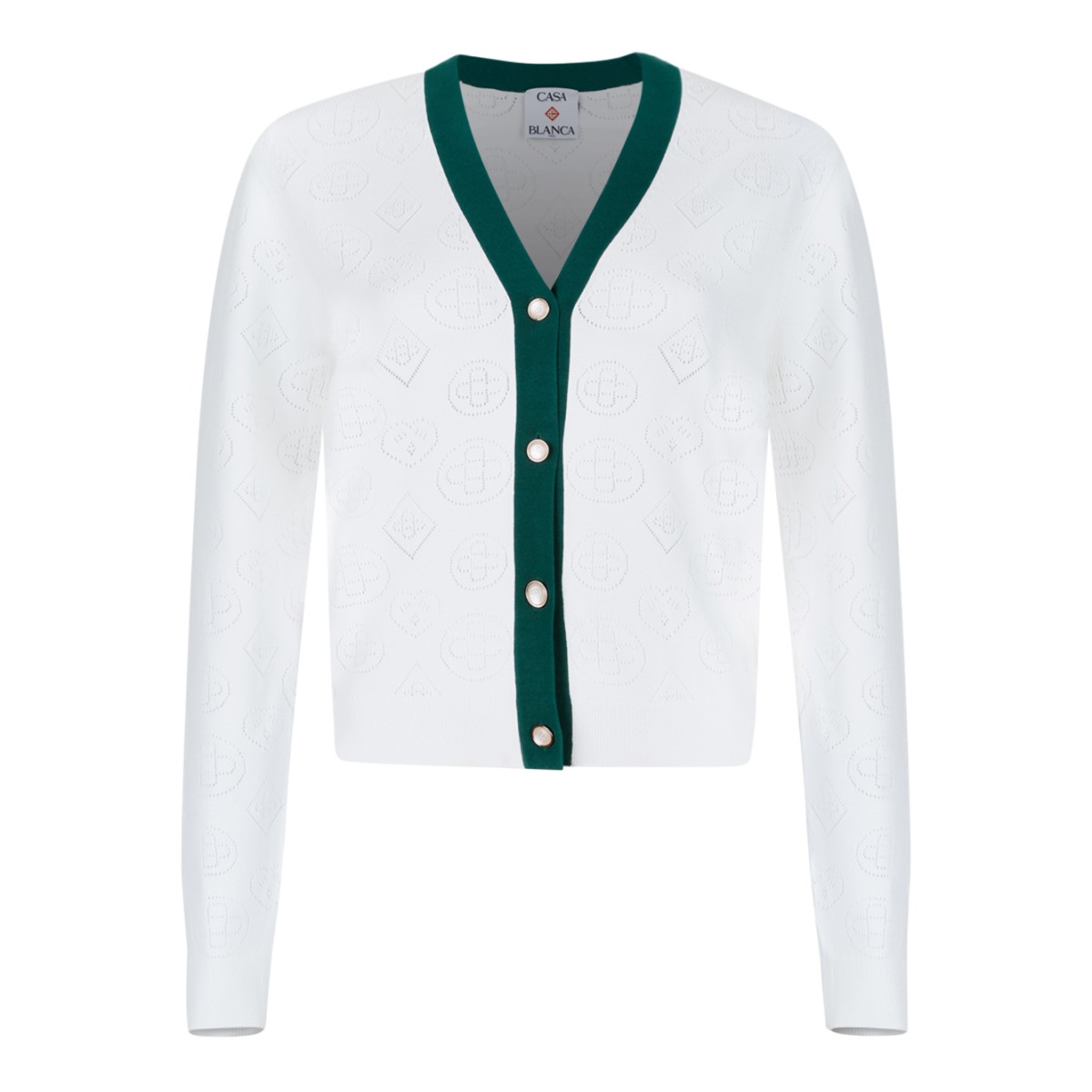 Casablanca White Monogram Cardigan.