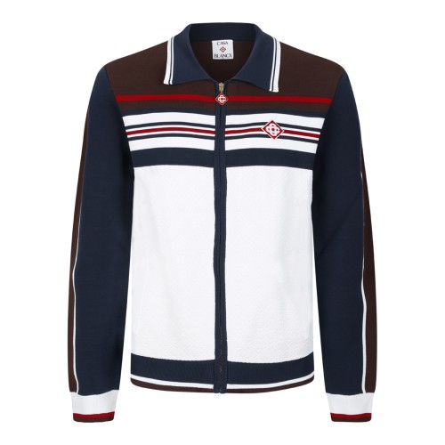 Casablanca Navy and White Striped Track Jacket.
