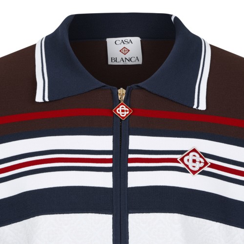 Casablanca Navy and White Striped Track Jacket.