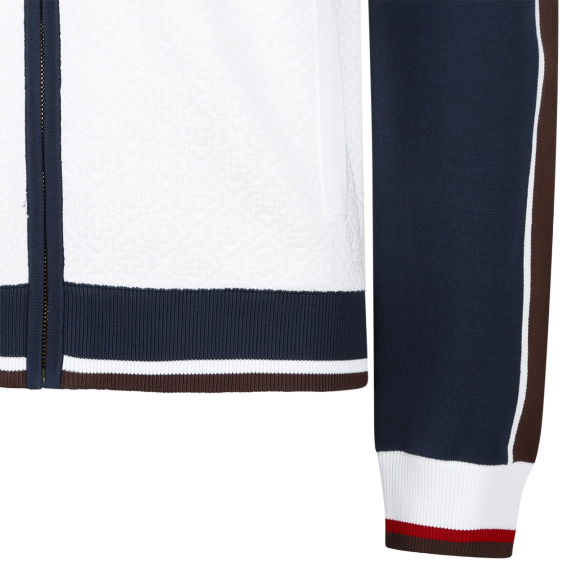 Casablanca Navy and White Striped Track Jacket.