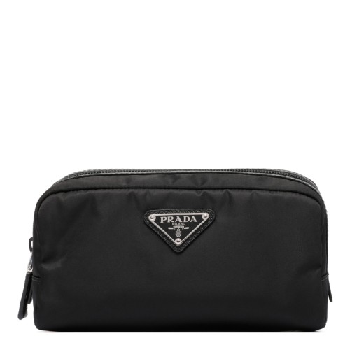Prada Black Trousse. Black leather trousse.