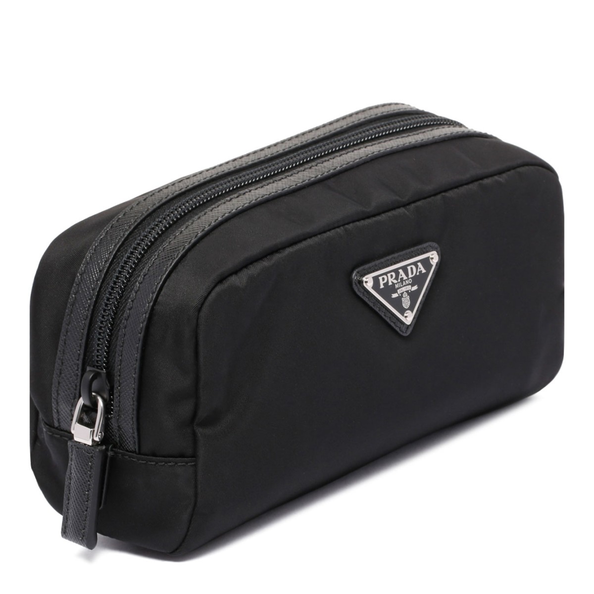 Prada Black Trousse. Black leather trousse.