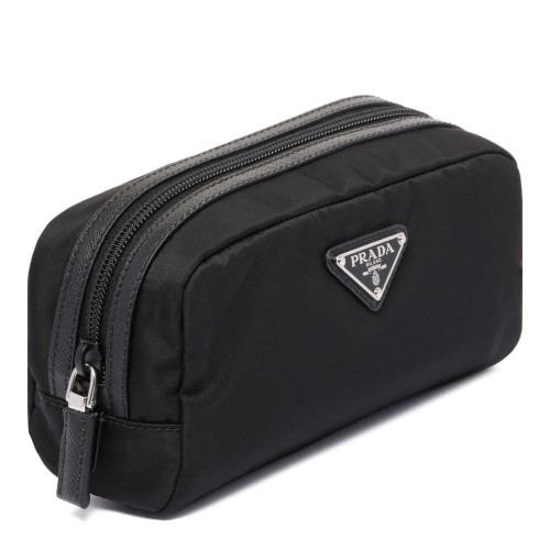 Prada Black Trousse. Black leather trousse.