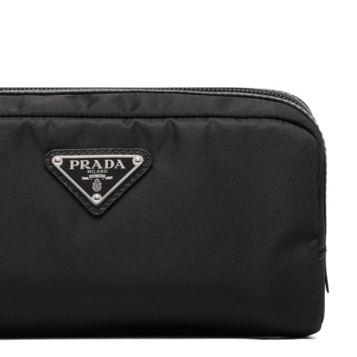 Prada Black Trousse. Black leather trousse.