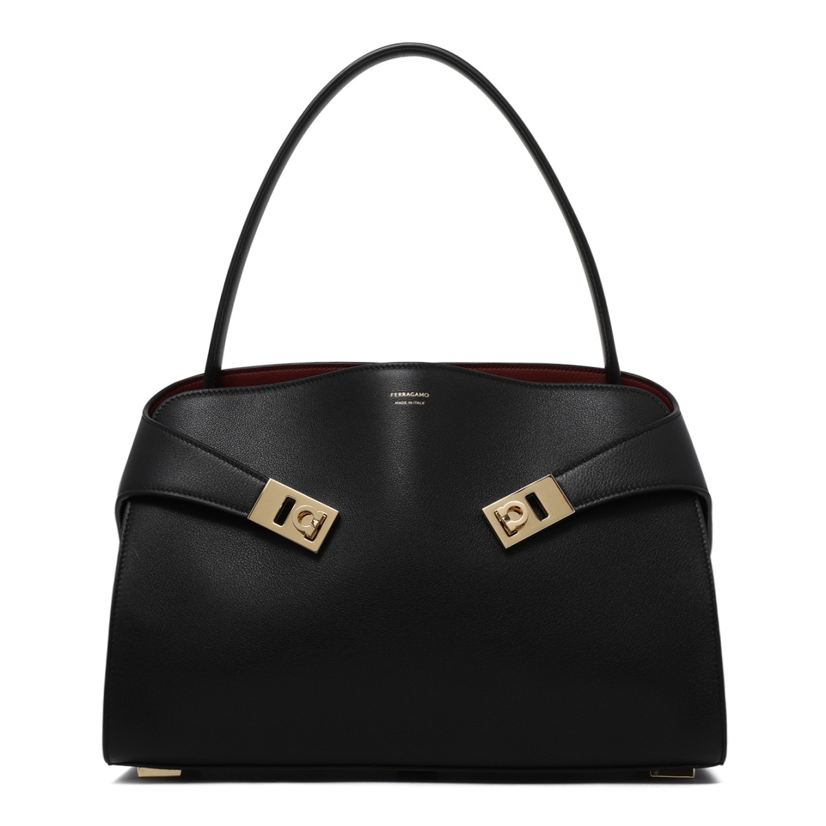 Ferragamo Black Leather Shoulder Bag. 