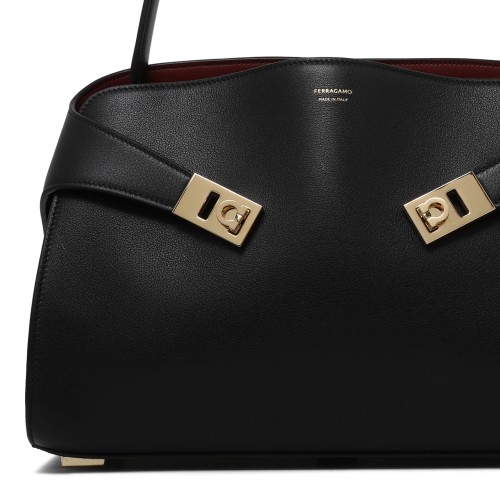 Ferragamo Black Leather Shoulder Bag. 
