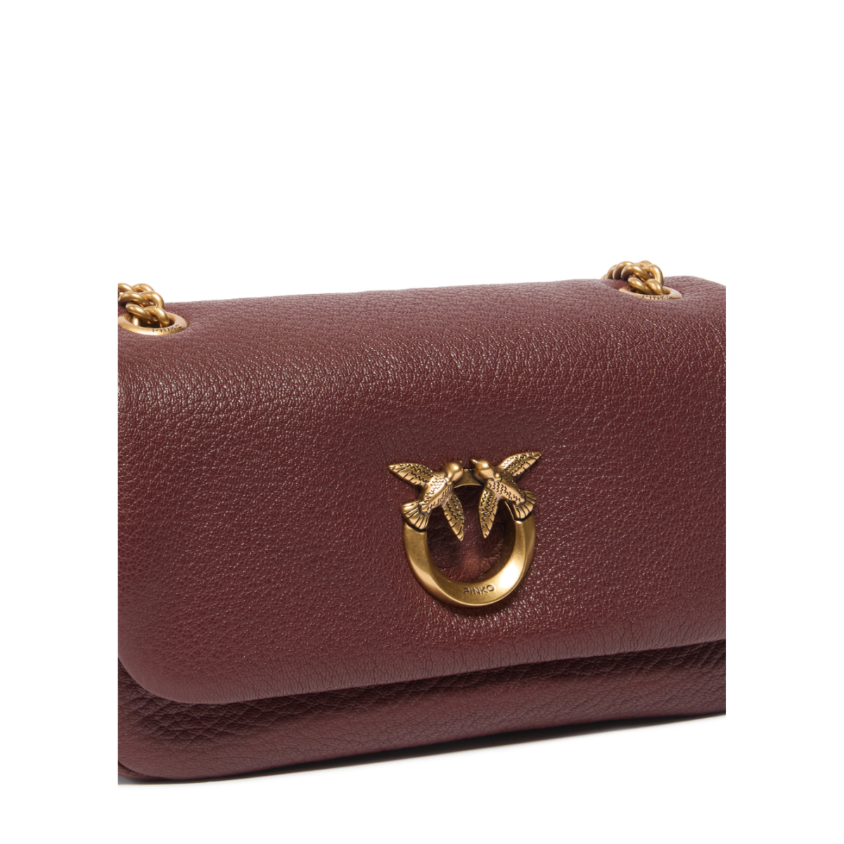 Pinko Brown Leather Mini Shoulder Bag.