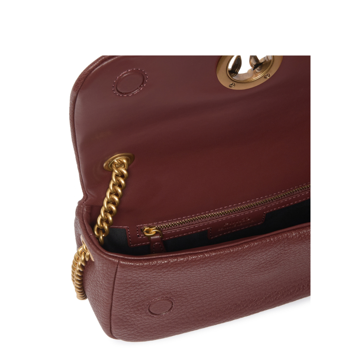 Pinko Brown Leather Mini Shoulder Bag.