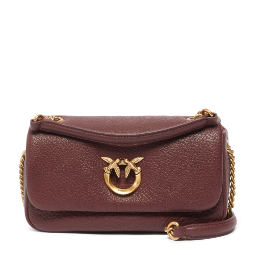 Pinko Brown Leather Mini Shoulder Bag.