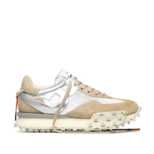 Barracuda White and Beige Suede Sneakers.