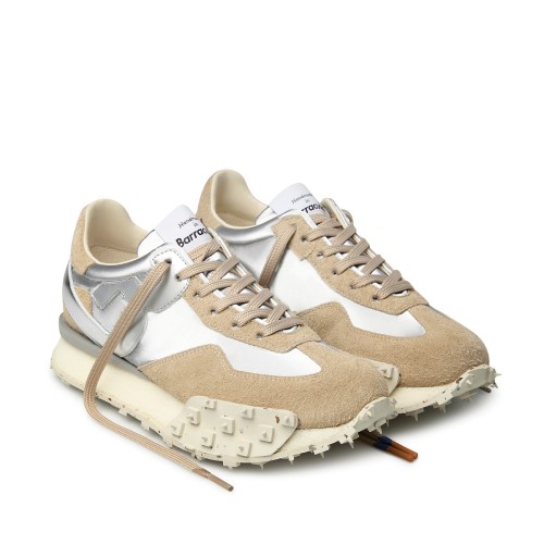 Barracuda White and Beige Suede Sneakers. 2