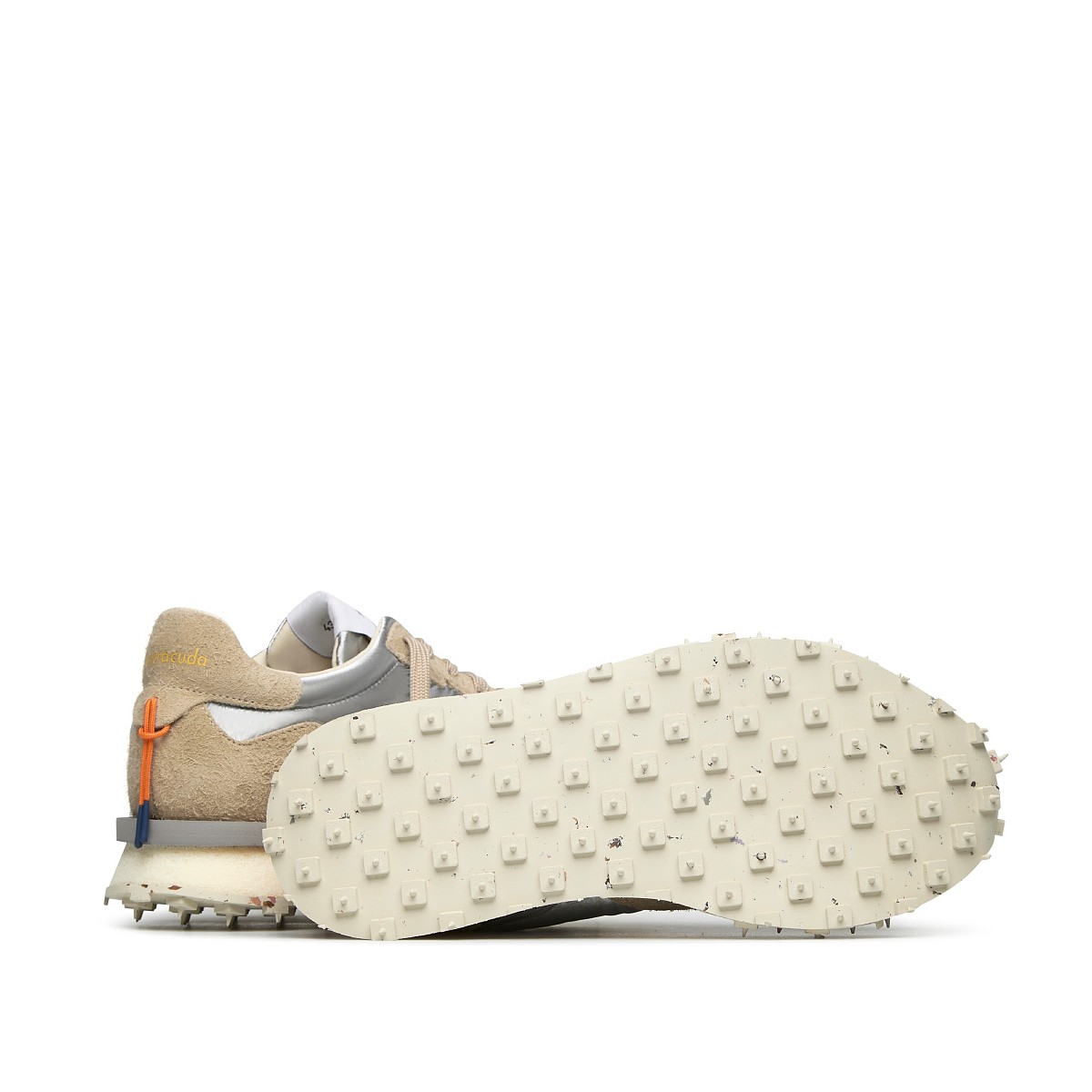 Barracuda White and Beige Suede Sneakers.