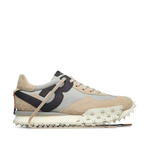 Barracuda Beige and Black Suede Sneakers.