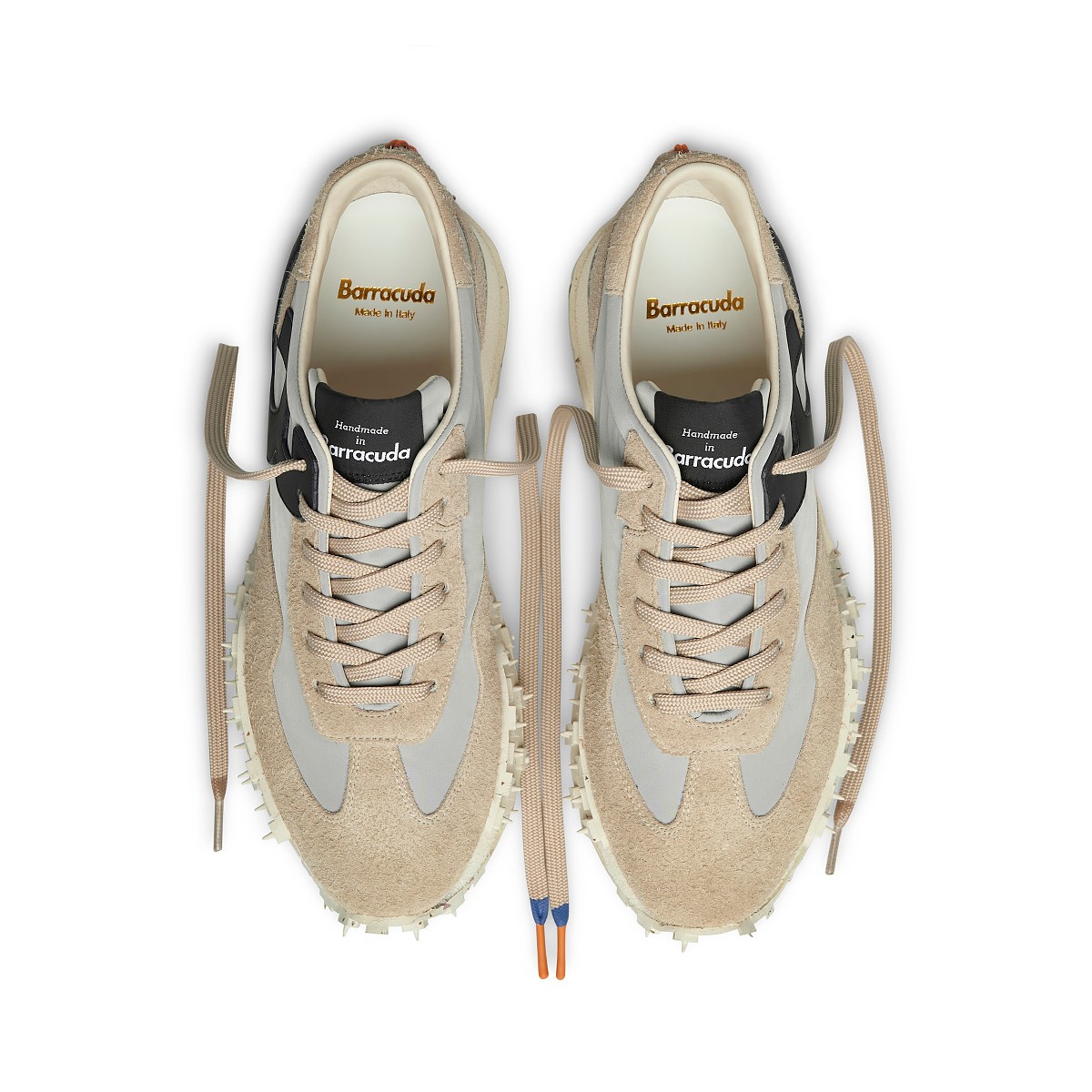 Barracuda Beige and Black Suede Sneakers.