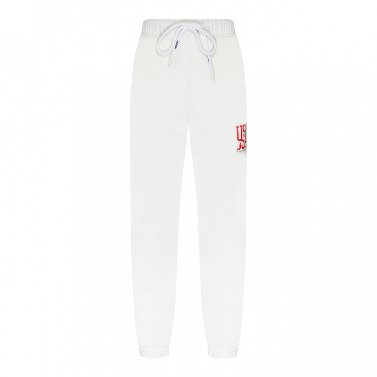 White Cotton Logo Print Track Pants