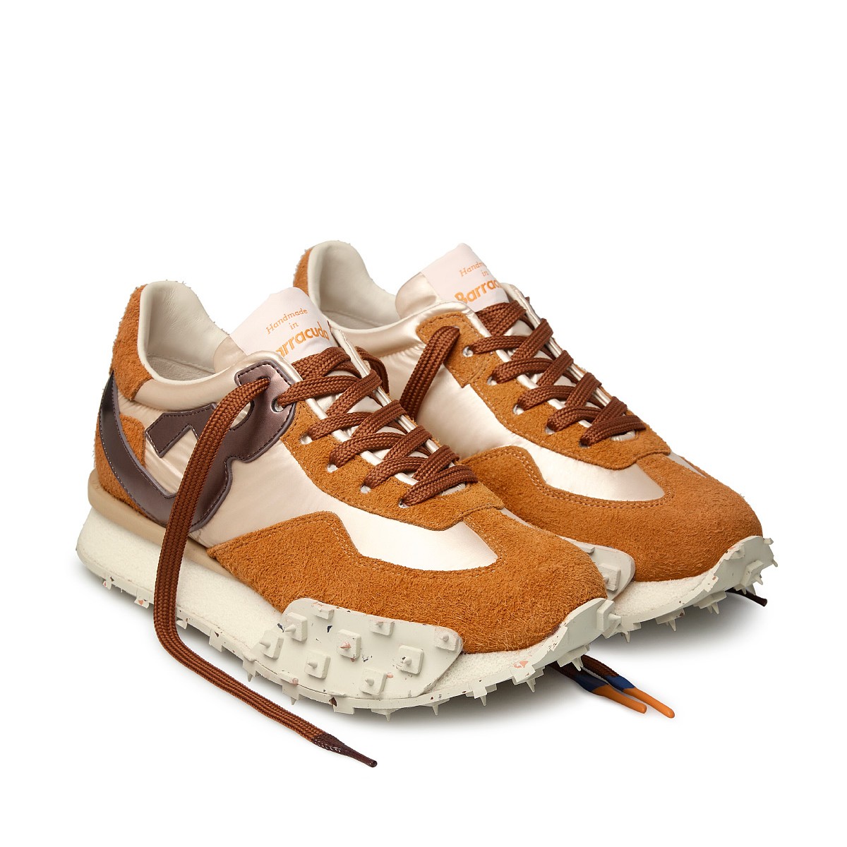 Barracuda Brown and White Suede Sneakers.