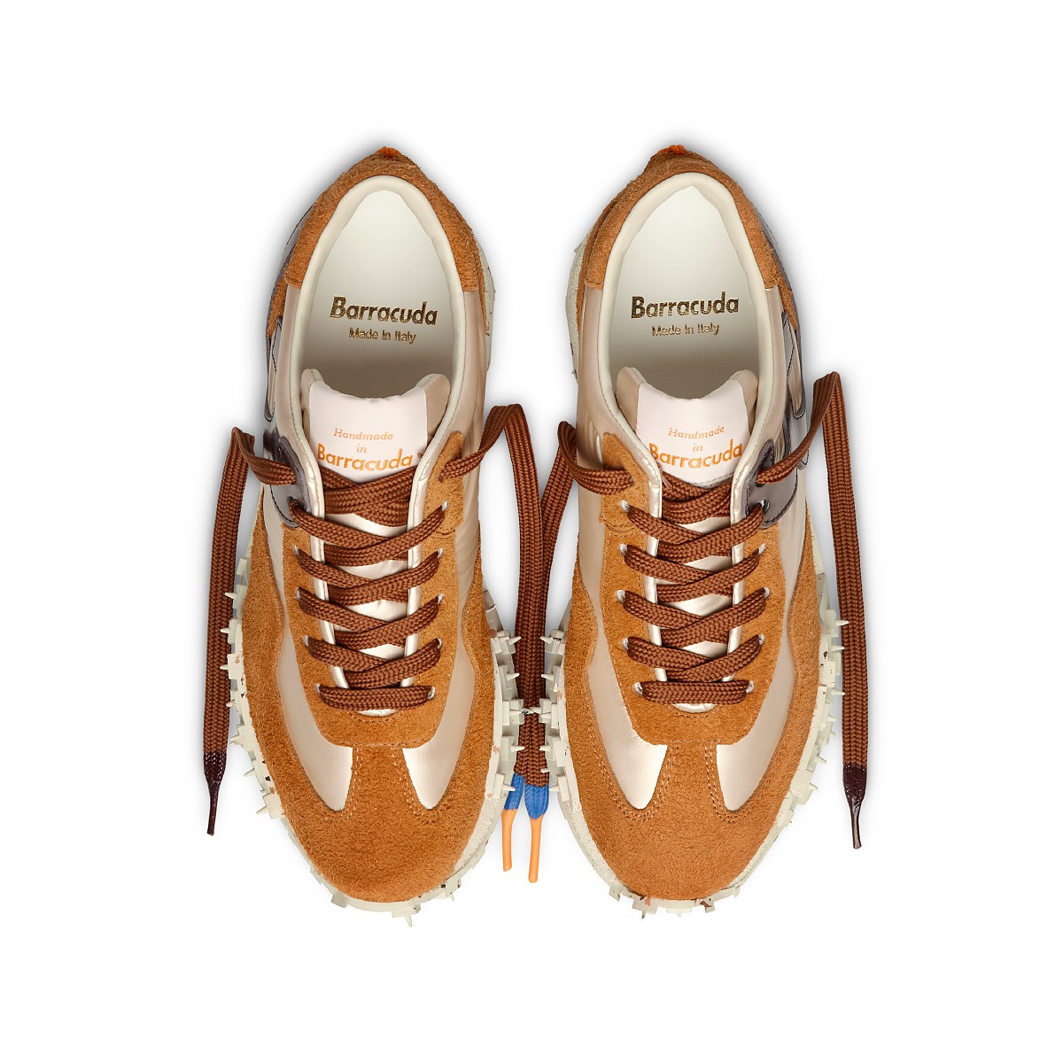 Barracuda Brown and White Suede Sneakers.