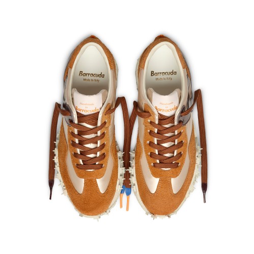 Barracuda Brown and White Suede Sneakers.
