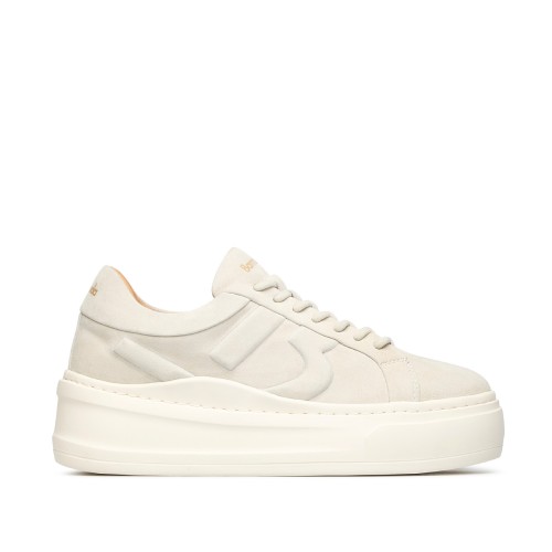 Barracuda White Leather Platform Sneakers.