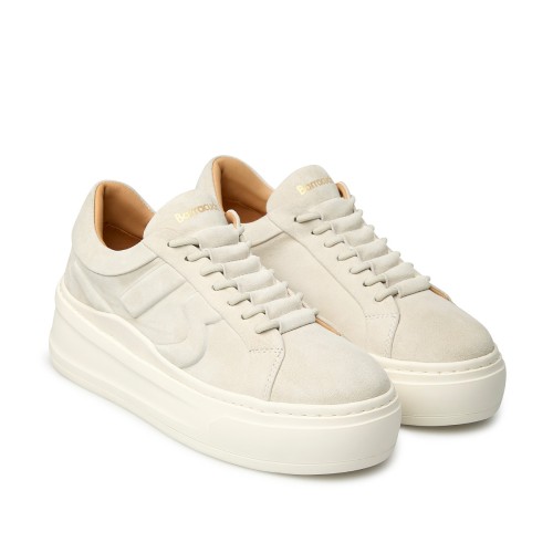 Barracuda White Leather Platform Sneakers. 2