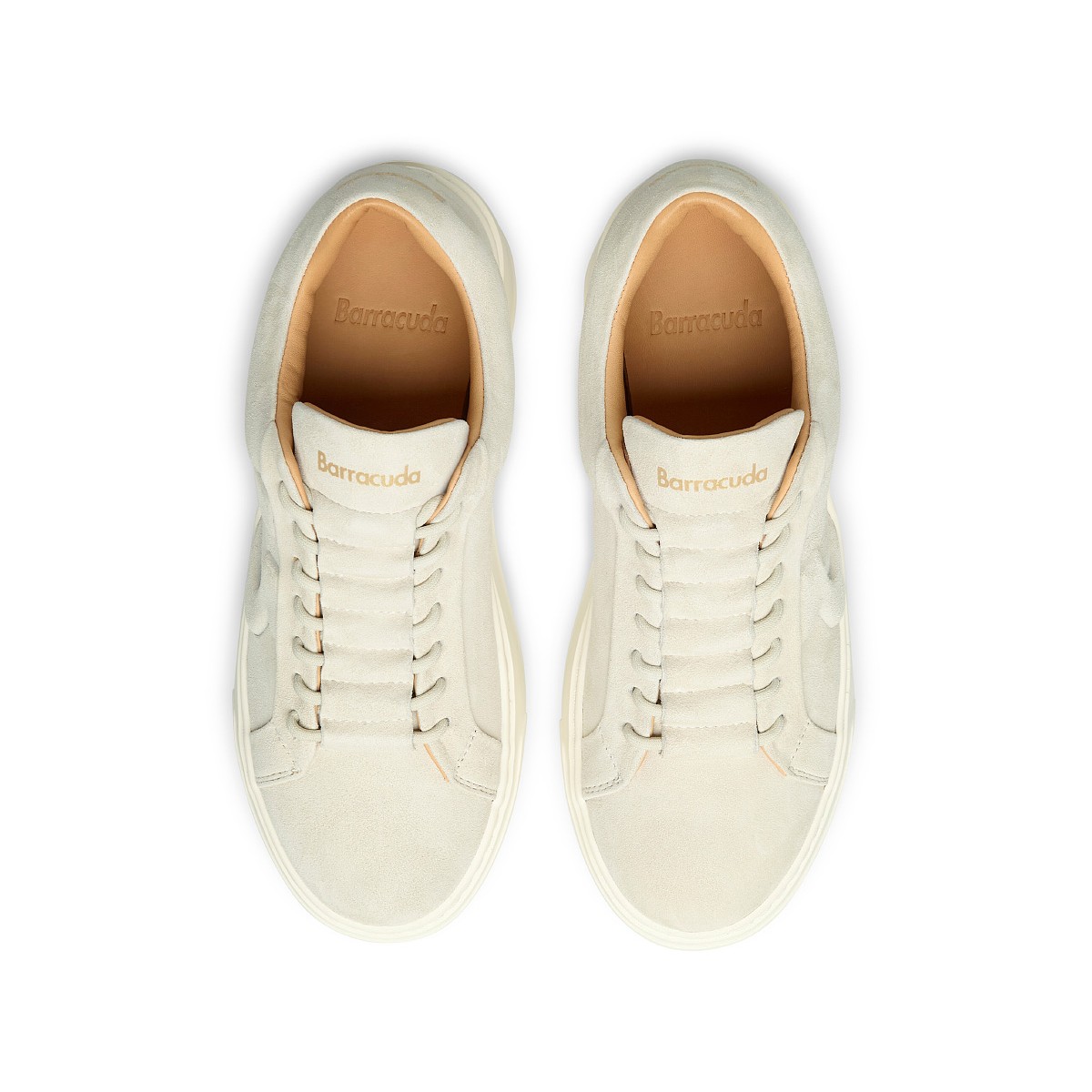 Barracuda White Leather Platform Sneakers.