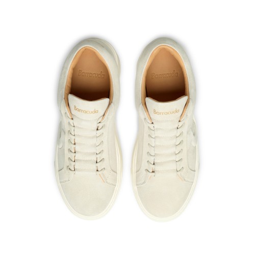 Barracuda White Leather Platform Sneakers.