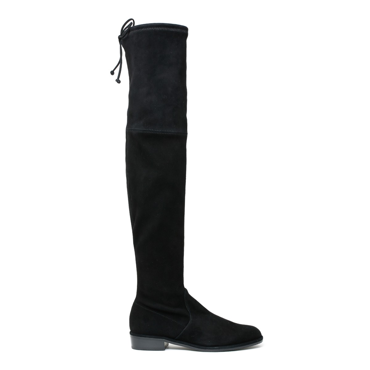 Stuart Weitzman Black Calf Leather Tie Fastening Thigh High Boots. 